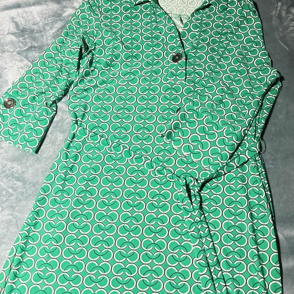 Mlle Gabrielle Green Patterned Midi Dress